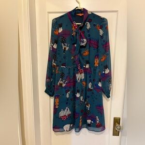 Modcloth Teal Dress with Circus Pattern